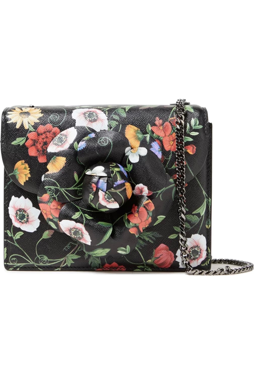 오스카 드 라 렌타 플라워 아플리케 가죽 숄더백 상품이미지1