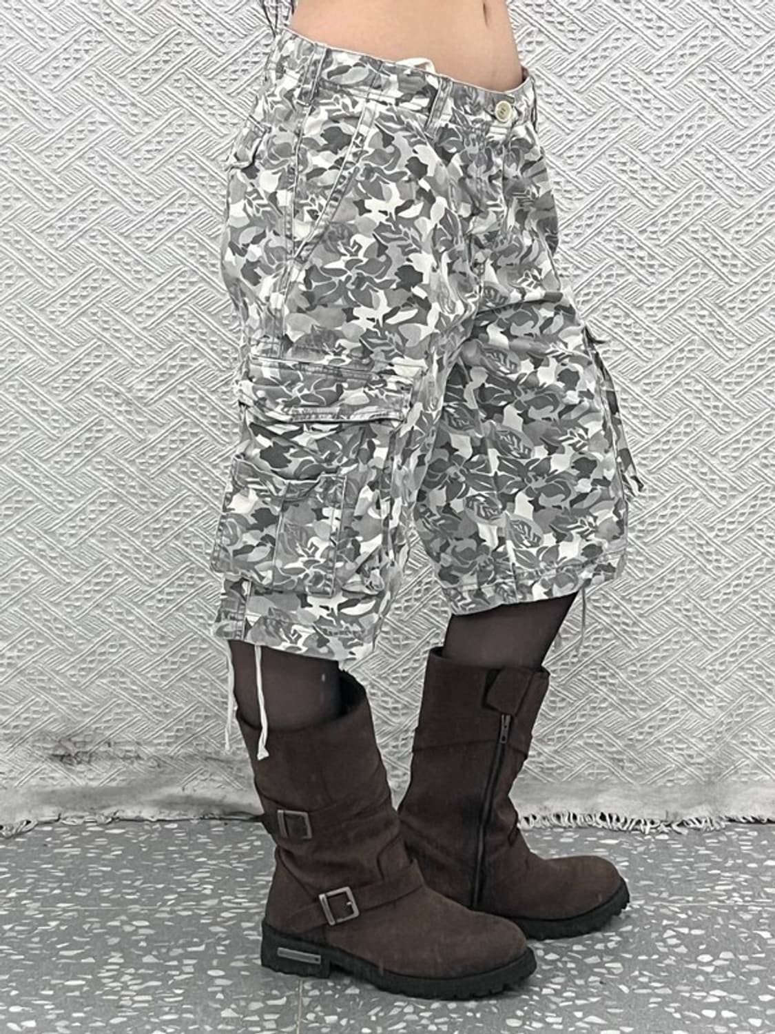 스페라 스트릿 펑크 에스닉 플라워 카모 카고 반바지 M C11045 상품이미지1