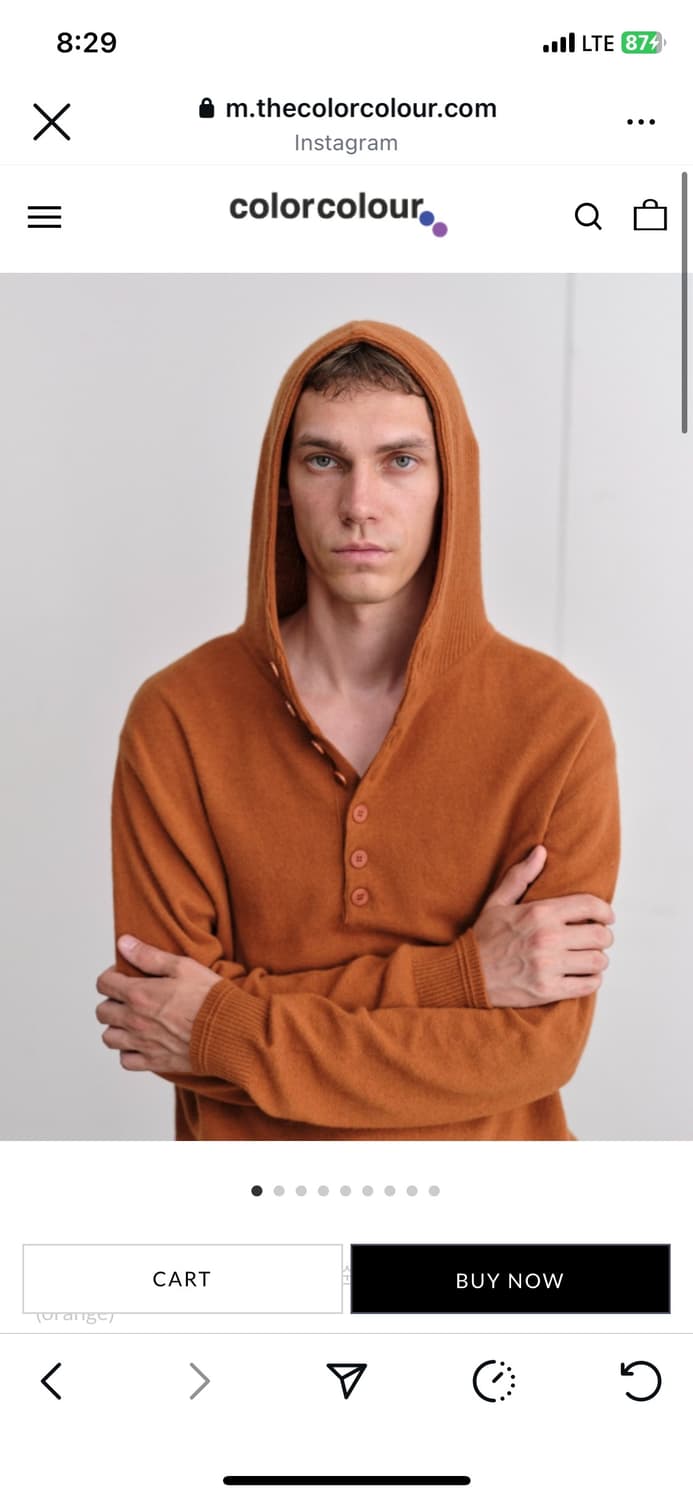 colorcolour 버튼 니트 후디 오렌지 상품이미지1