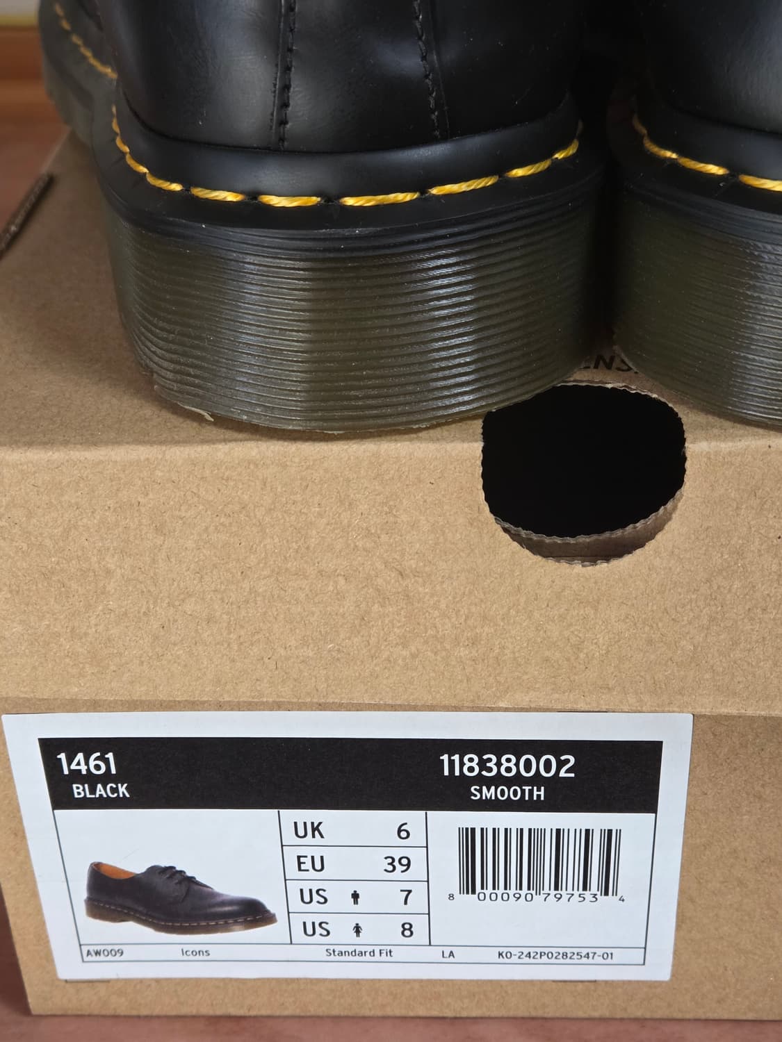 닥터마틴 1461 3홀 블랙 스무스 250 상품이미지4