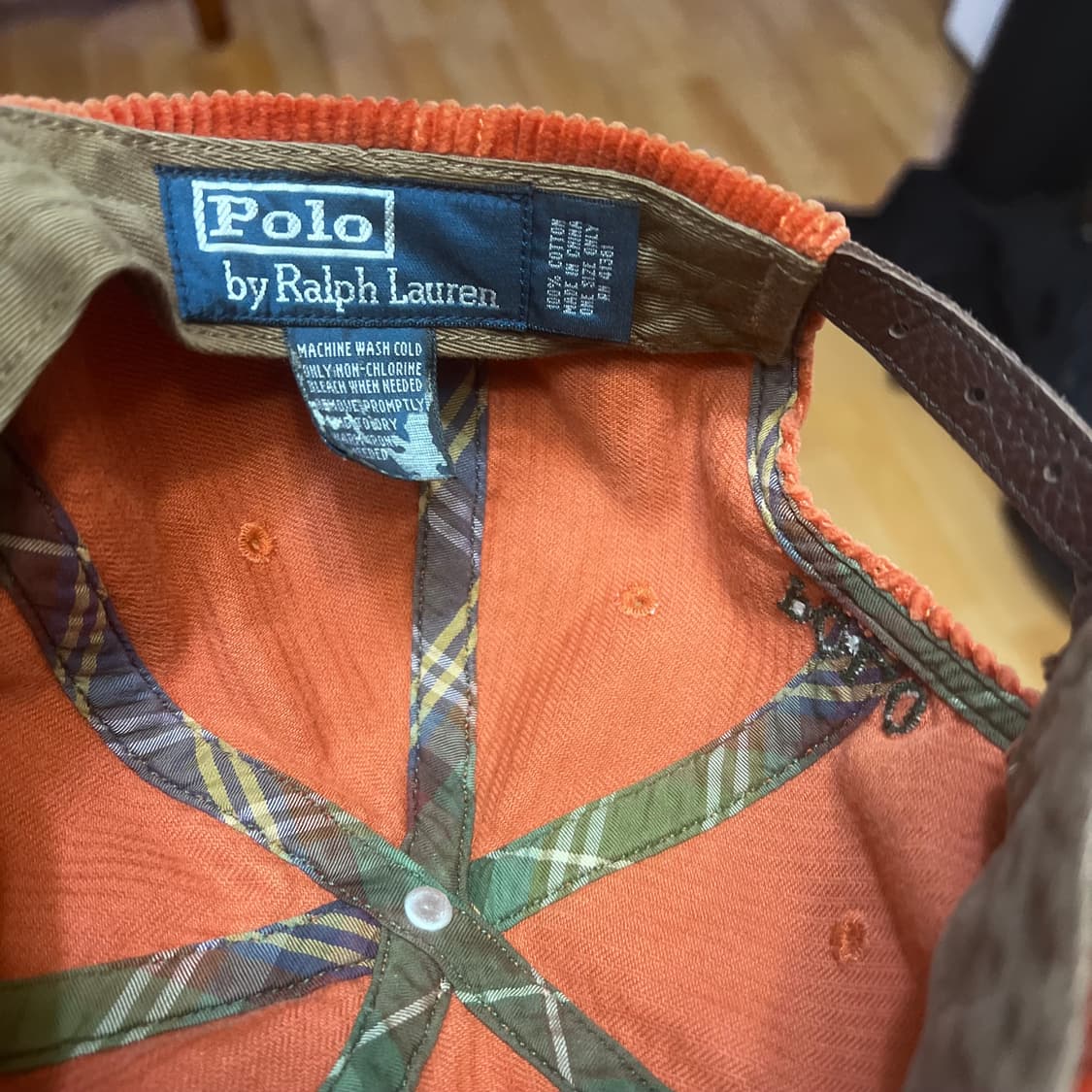 폴로 랄프로렌 오렌지 코듀로이 가죽스트랩 볼캡 상품이미지4