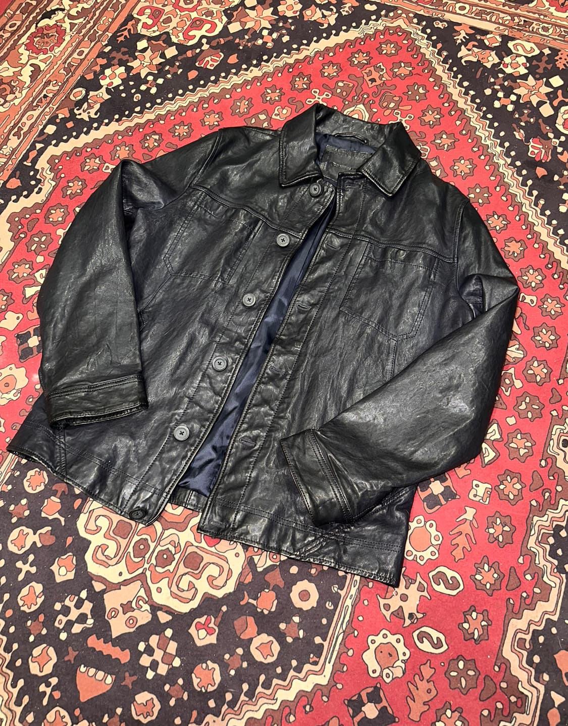 ( M-L ) 가죽셔츠 가죽남방 가죽카코트 아메카지 워크웨어 레더자켓 상품이미지5