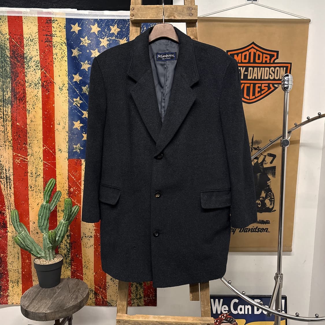 90s 입생로랑 앙고라 울 테일러드 칼라 3버튼 싱글코트 N370 상품이미지1