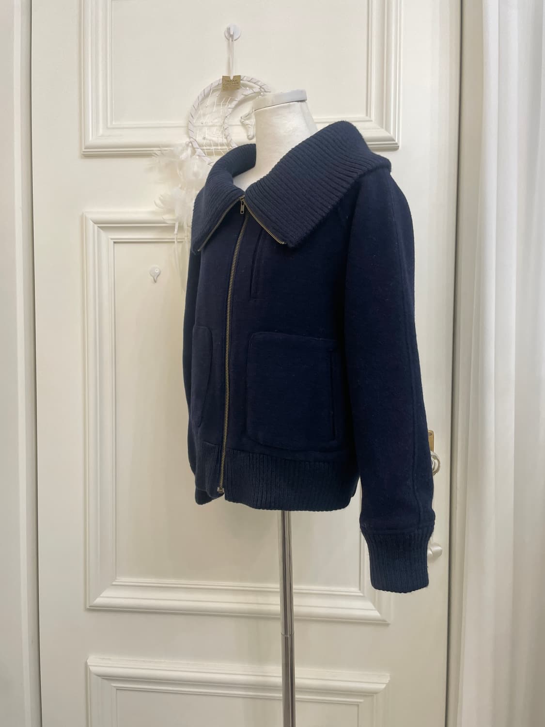 EARTH navy knit collar coat jacket 상품이미지2