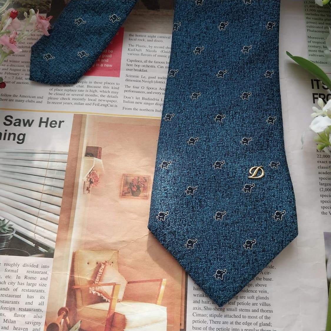 듀퐁 실크 딥블루 코끼리 모티브 넥타이 8cm A+등급 K1607
 상품이미지3