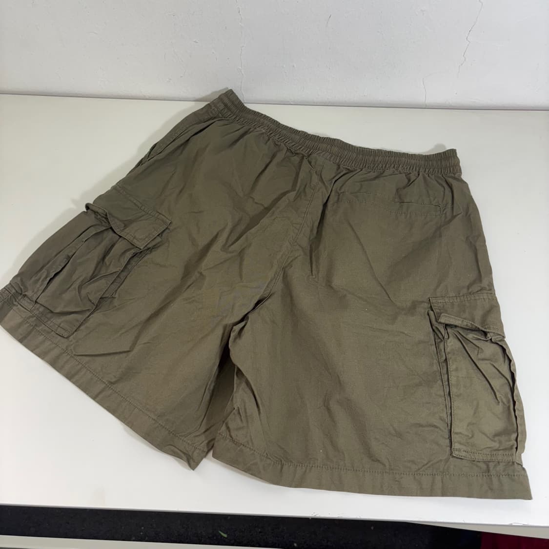 L 리 LEE 카키 기본로고 카고 써머코튼 밴딩반바지 상품이미지2