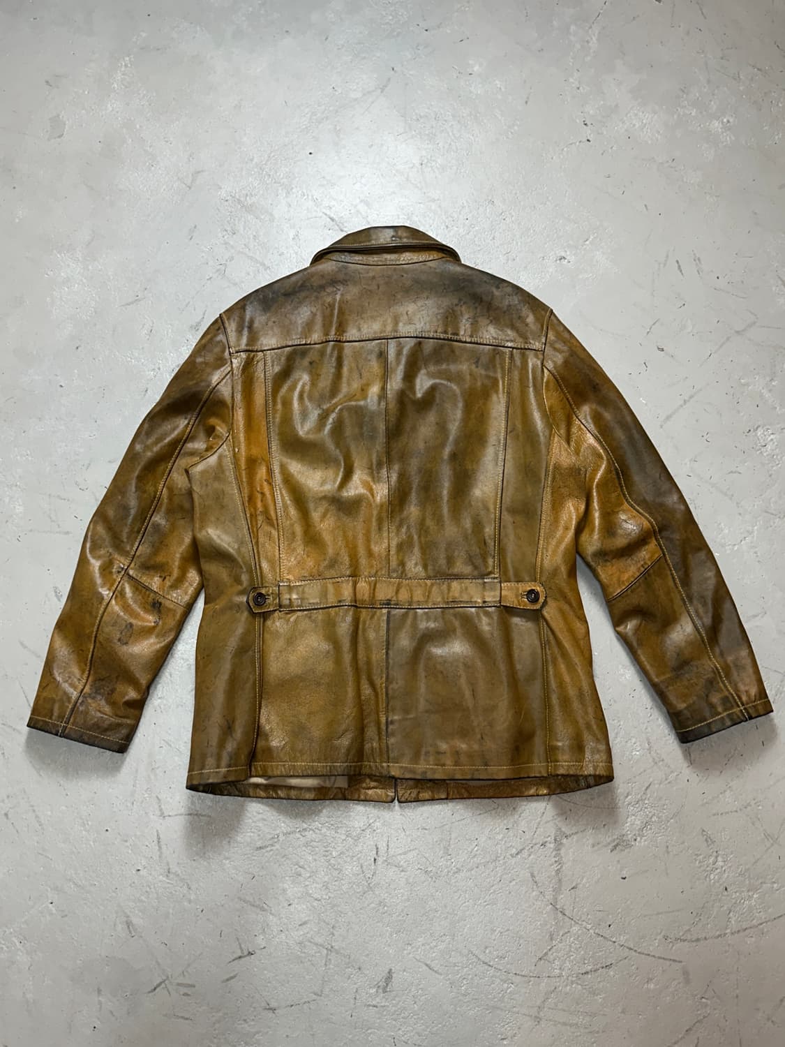 90's Italy Made 오버다잉 차심 레더 코트 카코트 상품이미지2