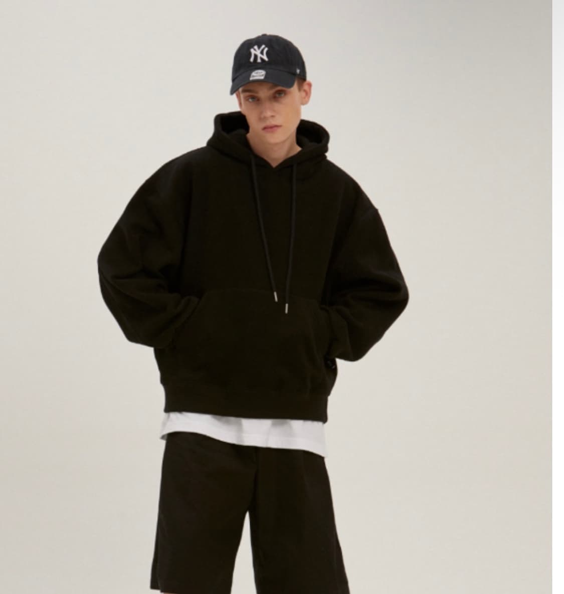 새제품 MOO 엠오오 피치스킨 벌룬오버 기모 후드 상품이미지1