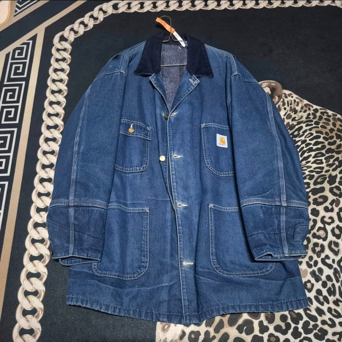 (투팍 착용)80's 칼하트 블랭킷 라인드 데님 초어 코트 XL 상품이미지1