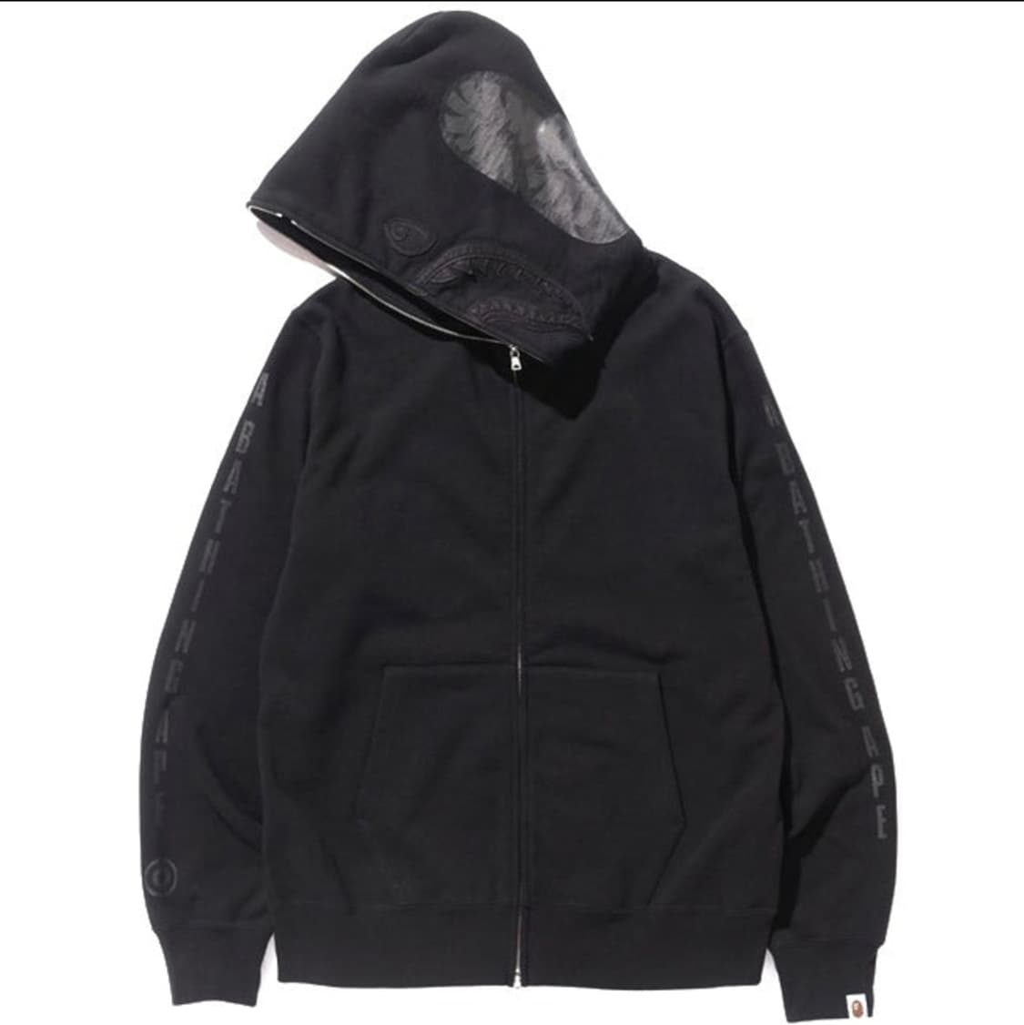(희귀)베이프 BAPE 샤크 후드집업 올 블랙 XL 정품 상품이미지8