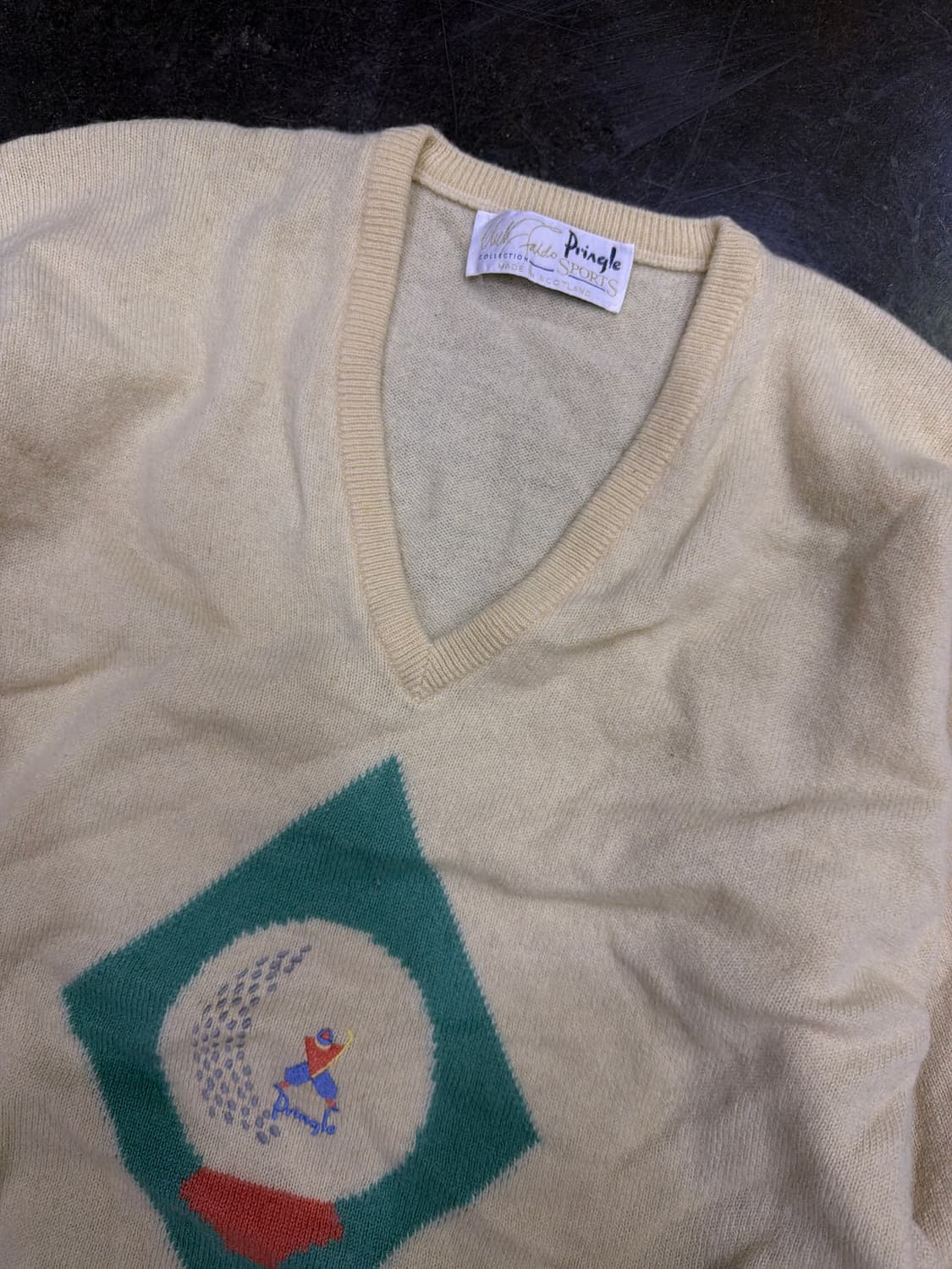 프링글 스포츠 80's 램스울 V넥 골프 니트 크림 XL 상품이미지3
