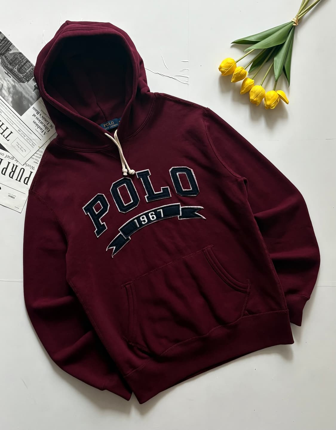 Polo 폴로랄프로렌 빅로고 버건디 후드티 상품이미지1