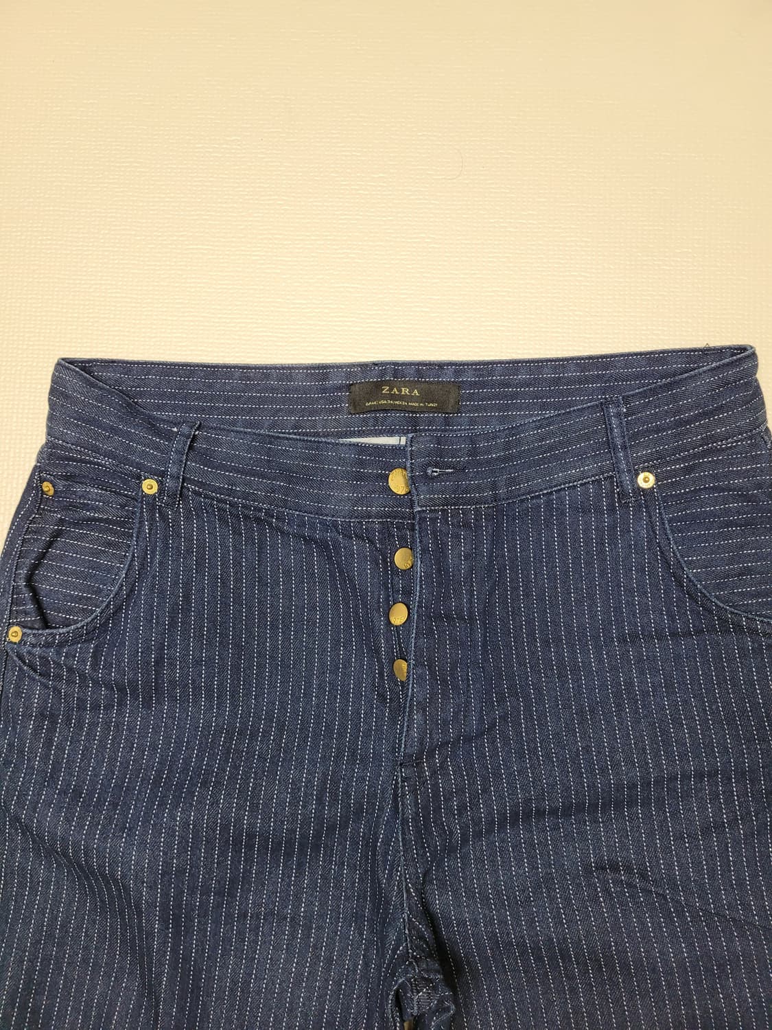 자라 ZARA 남자 스트라이프 청 반바지 34 인디고 상품이미지4