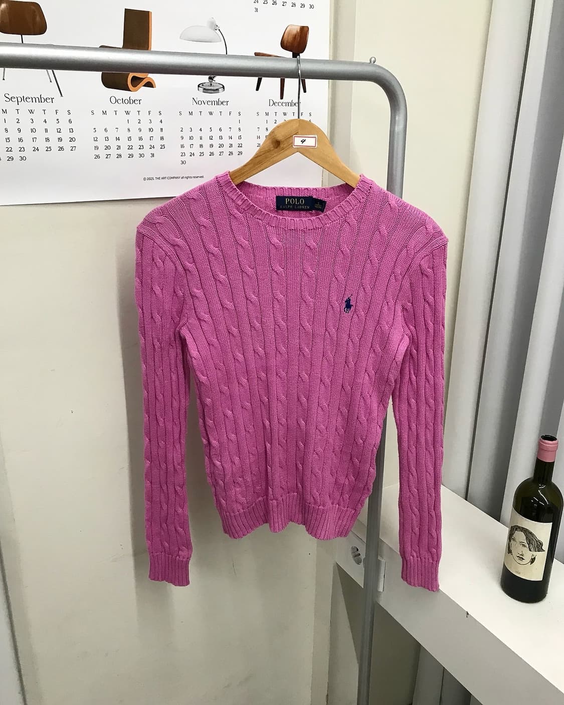폴로 핑크 케이블 니트 상품이미지1