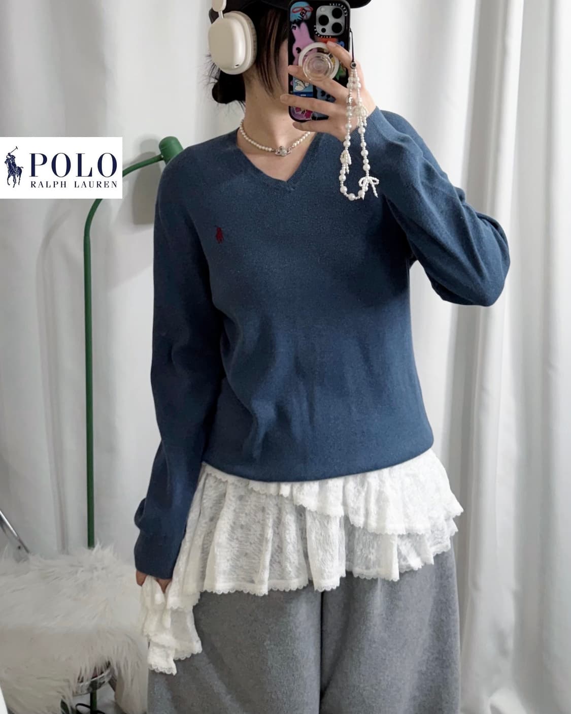 폴로 랄프로렌 블루 브이넥 니트 상품이미지3