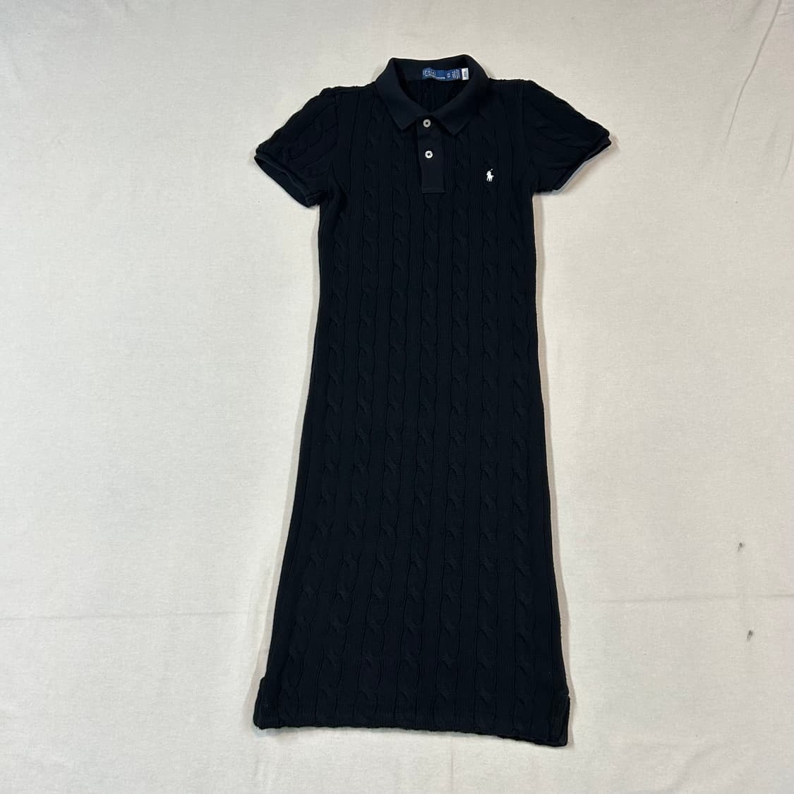 XS) 폴로 랄프로렌 블랙 케이블 니트 원피스 신형 큐알탭 상품이미지1
