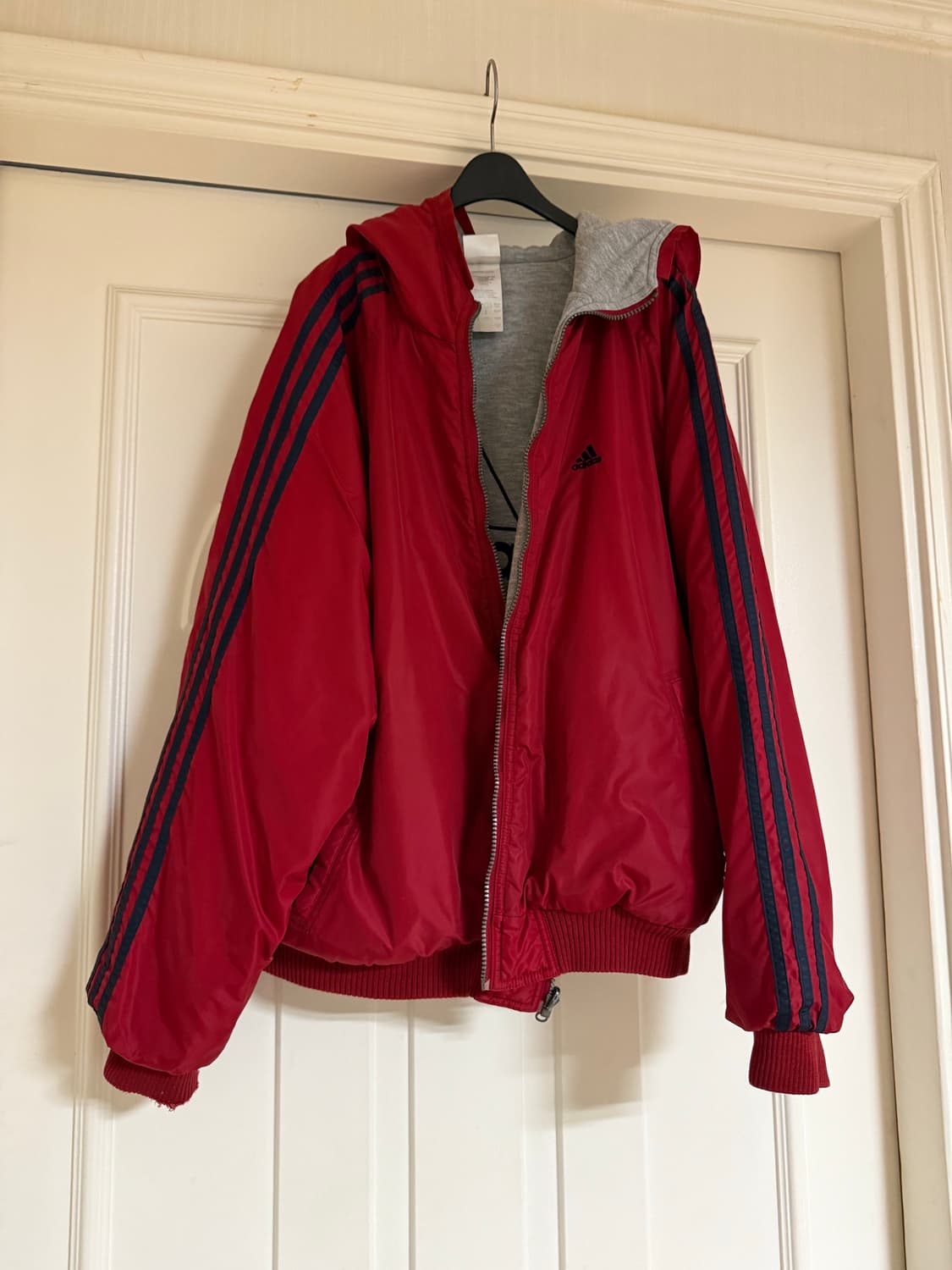 아디다스 90s 올드스쿨 리버시블 빅 로고 점퍼 L (착샷o) 상품이미지5