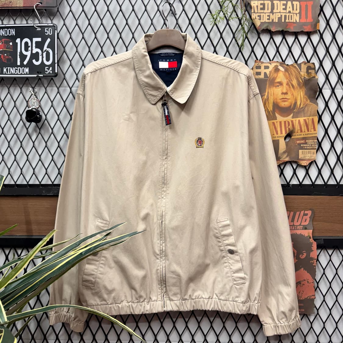 00s 타미힐피거 클래식 블루종 자켓 전면 로고 포인트 베이지 상품이미지1