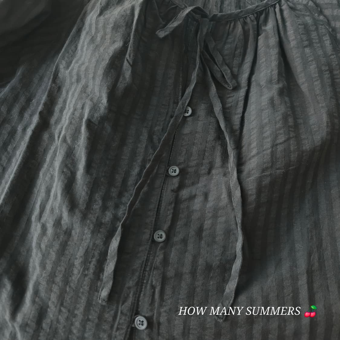 GU 지유 블랙 리본 퍼프 소매 블라우스 상품이미지6