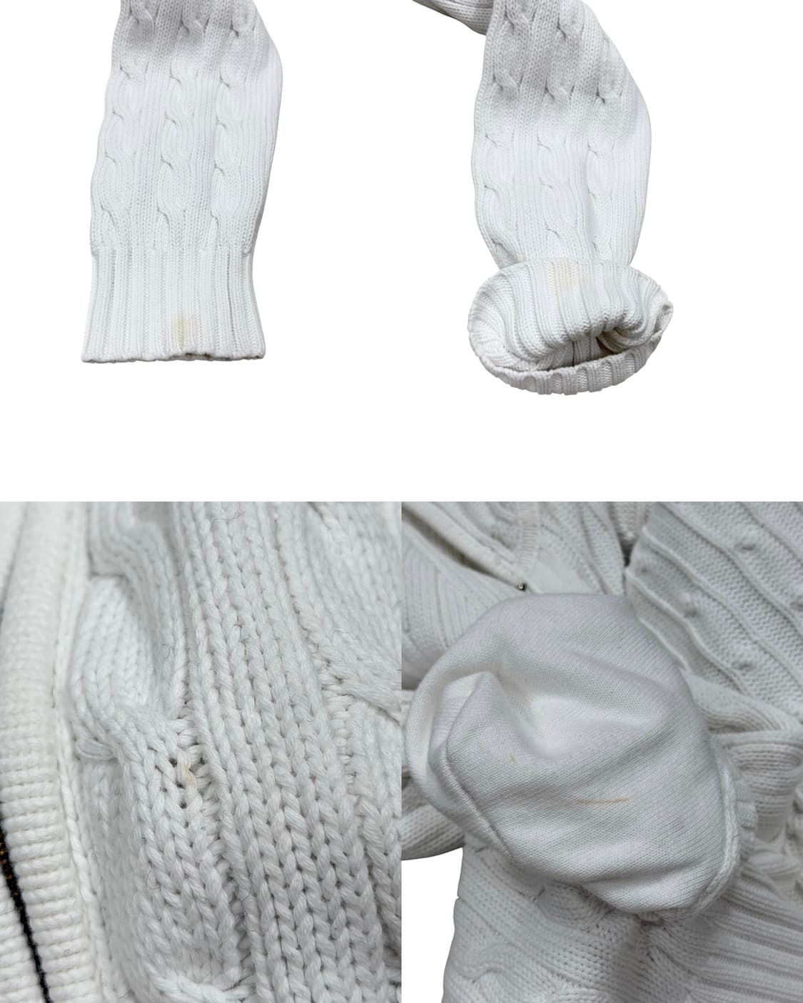 폴로 랄프로렌 딱붙핏 케이블 니트 후드집업 화이트 M 상품이미지7