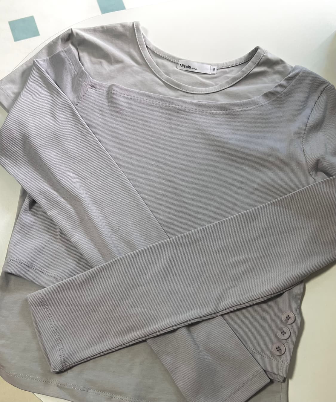 미세키서울 Layered slit long sleeves GREY 상품이미지2