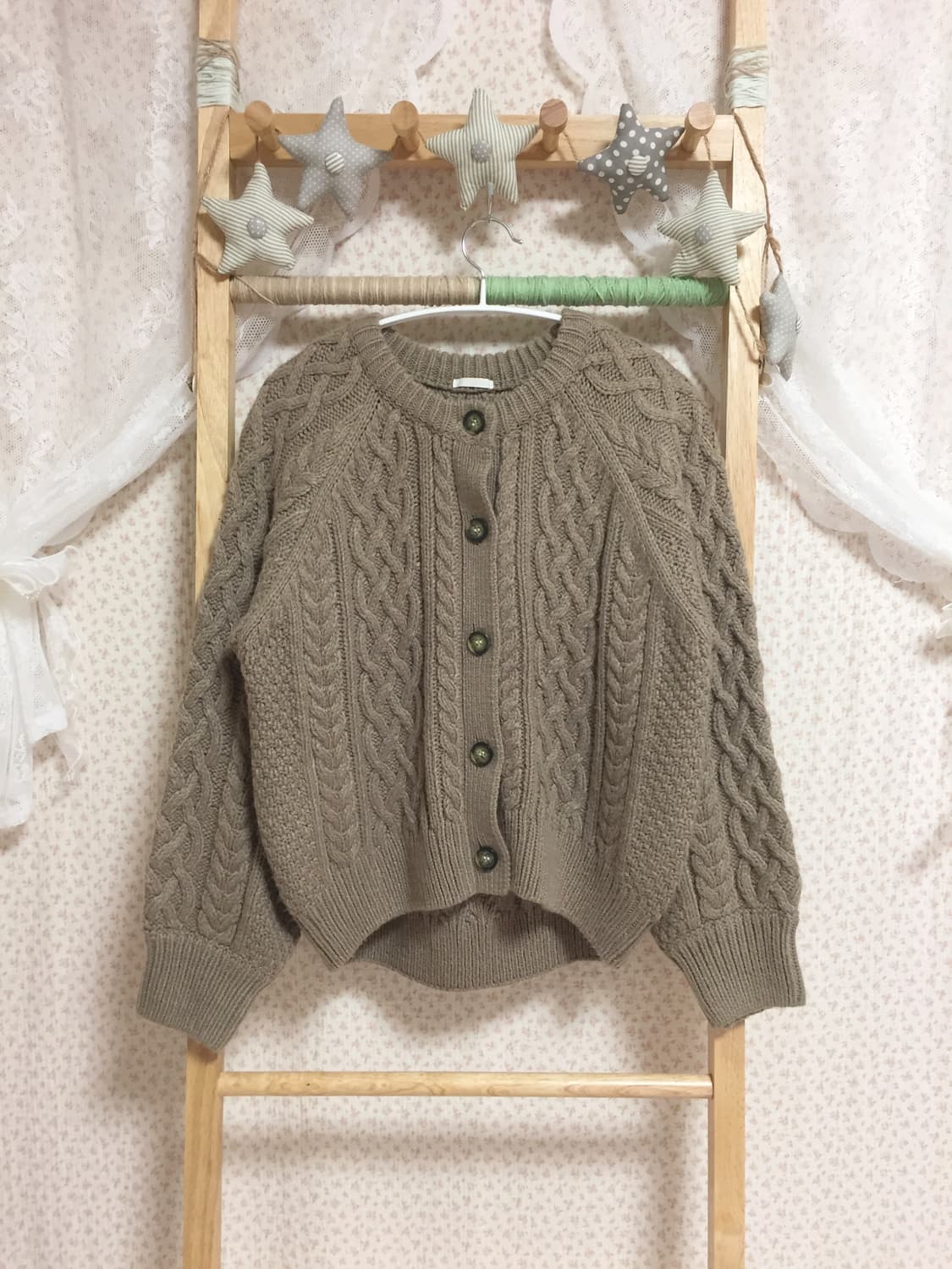 빈티지 모리걸 코코아 꽈배기 가디건 상품이미지3