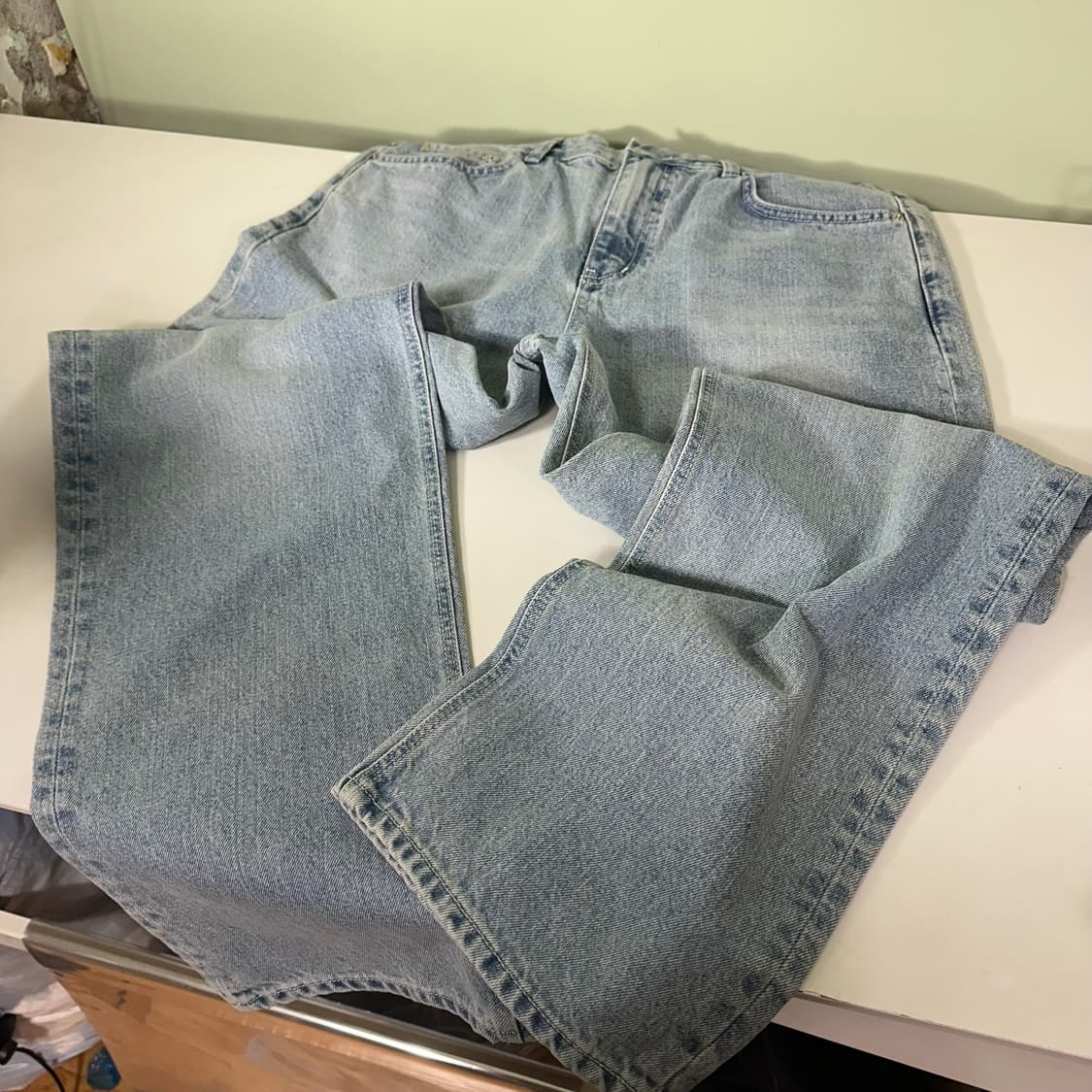 택달린새것 L 34 블렌디드 인스턴트데님 일자핏 연청워시드 데님팬츠 상품이미지5