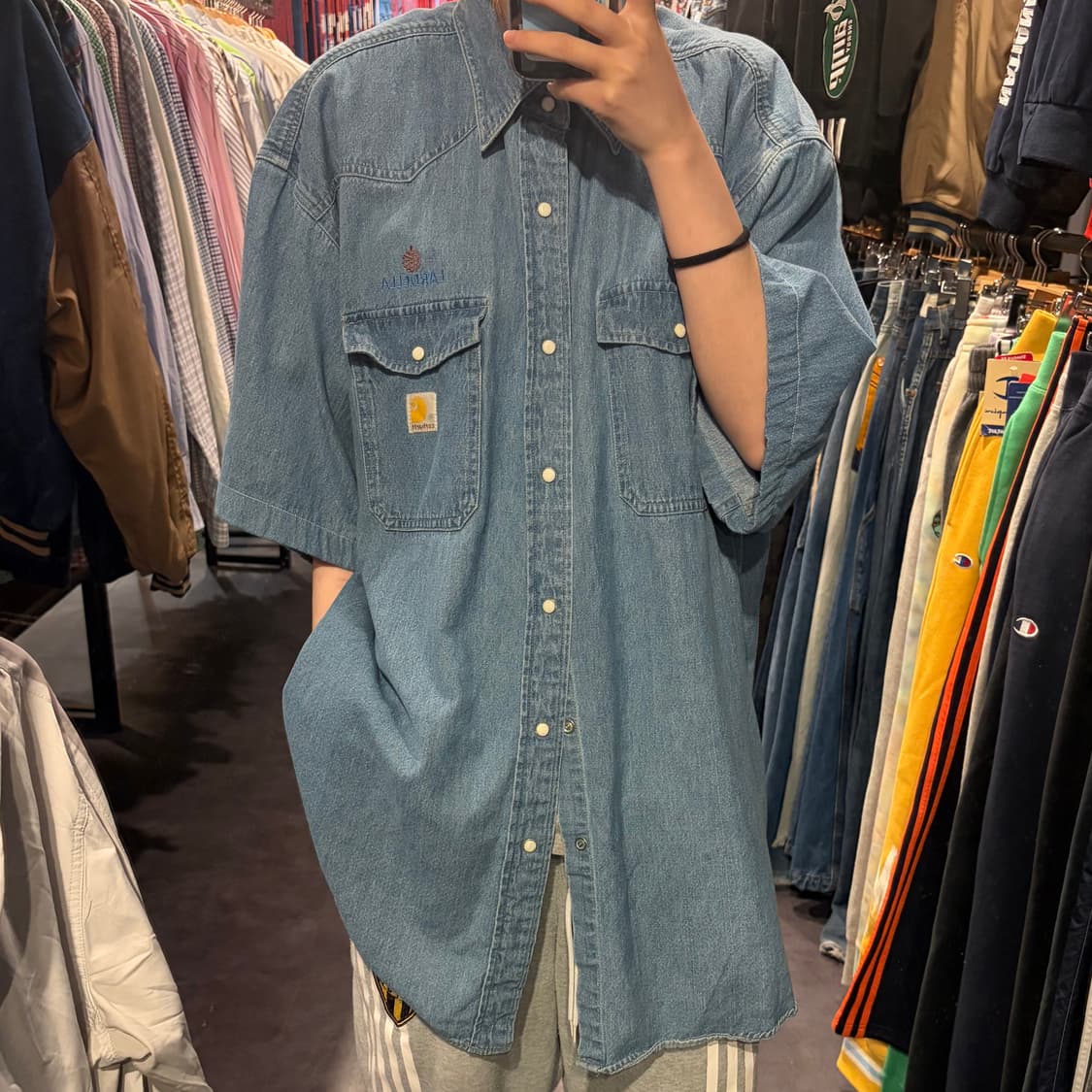 [IM]  Carhartt 칼하트 반팔 셔츠 데님 중청 상품이미지1