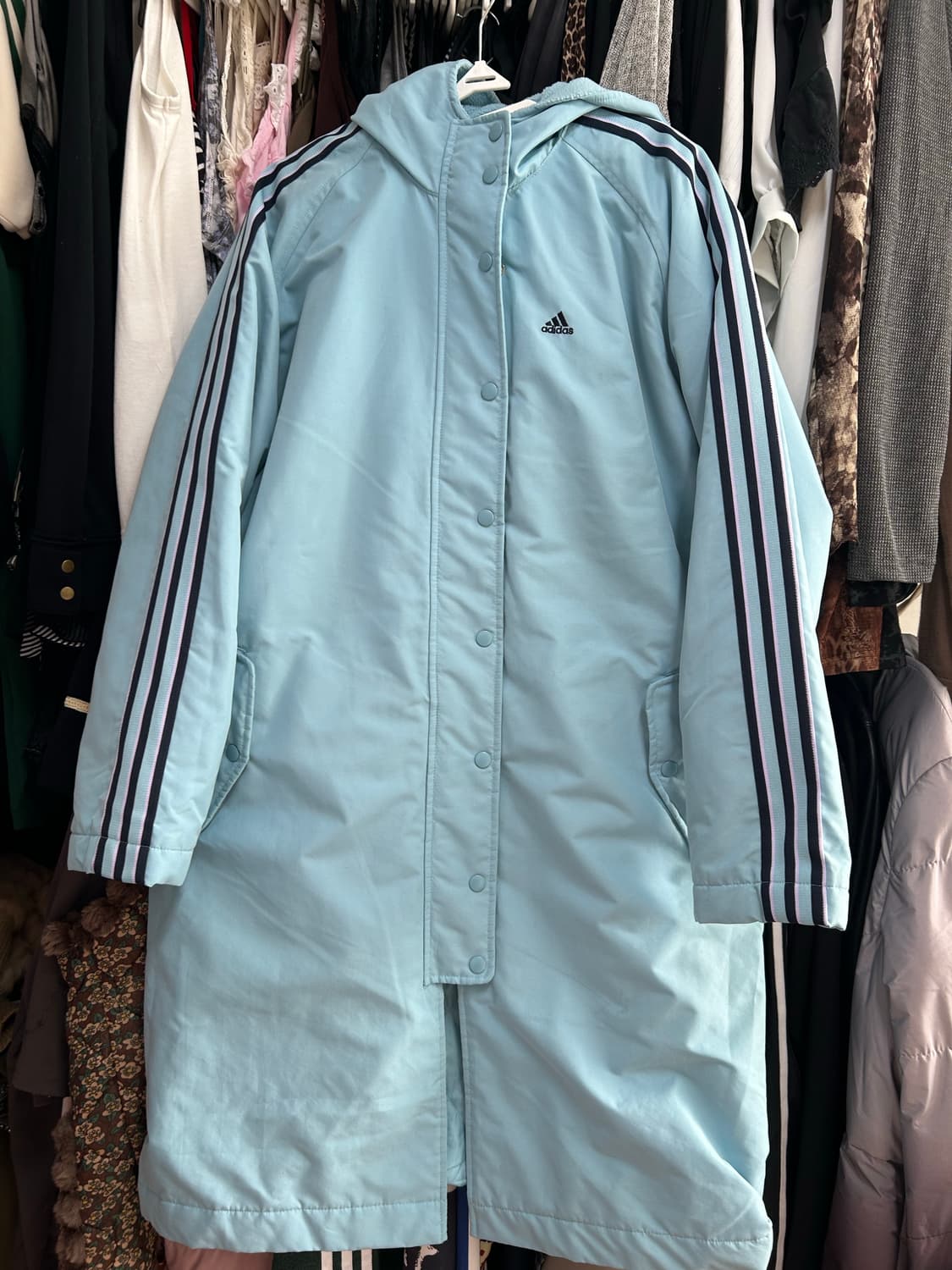 아디다스 올드스쿨 스카이블루 롱 자켓 상품이미지1