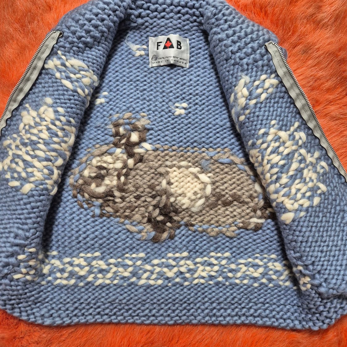 FAB 캐나다 토끼 패턴 코위찬 베스트 키즈120 상품이미지3