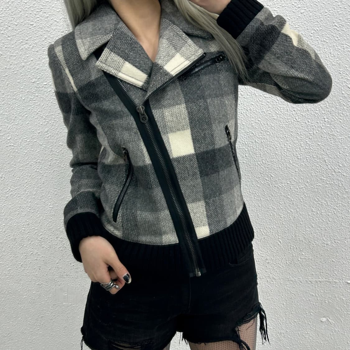 쥬시꾸뛰르 사이드 지퍼 체크 자켓 (여성용) 상품이미지1