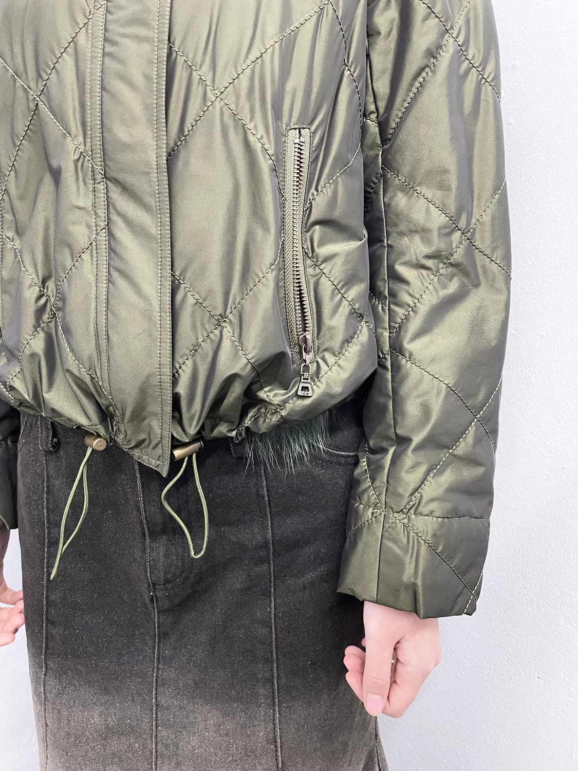 카키 퀼팅 스토퍼 디테일 자켓  상품이미지3