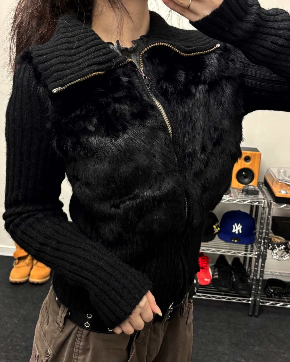 올드 빈티지 퍼 후드 다운 패딩 상품이미지2