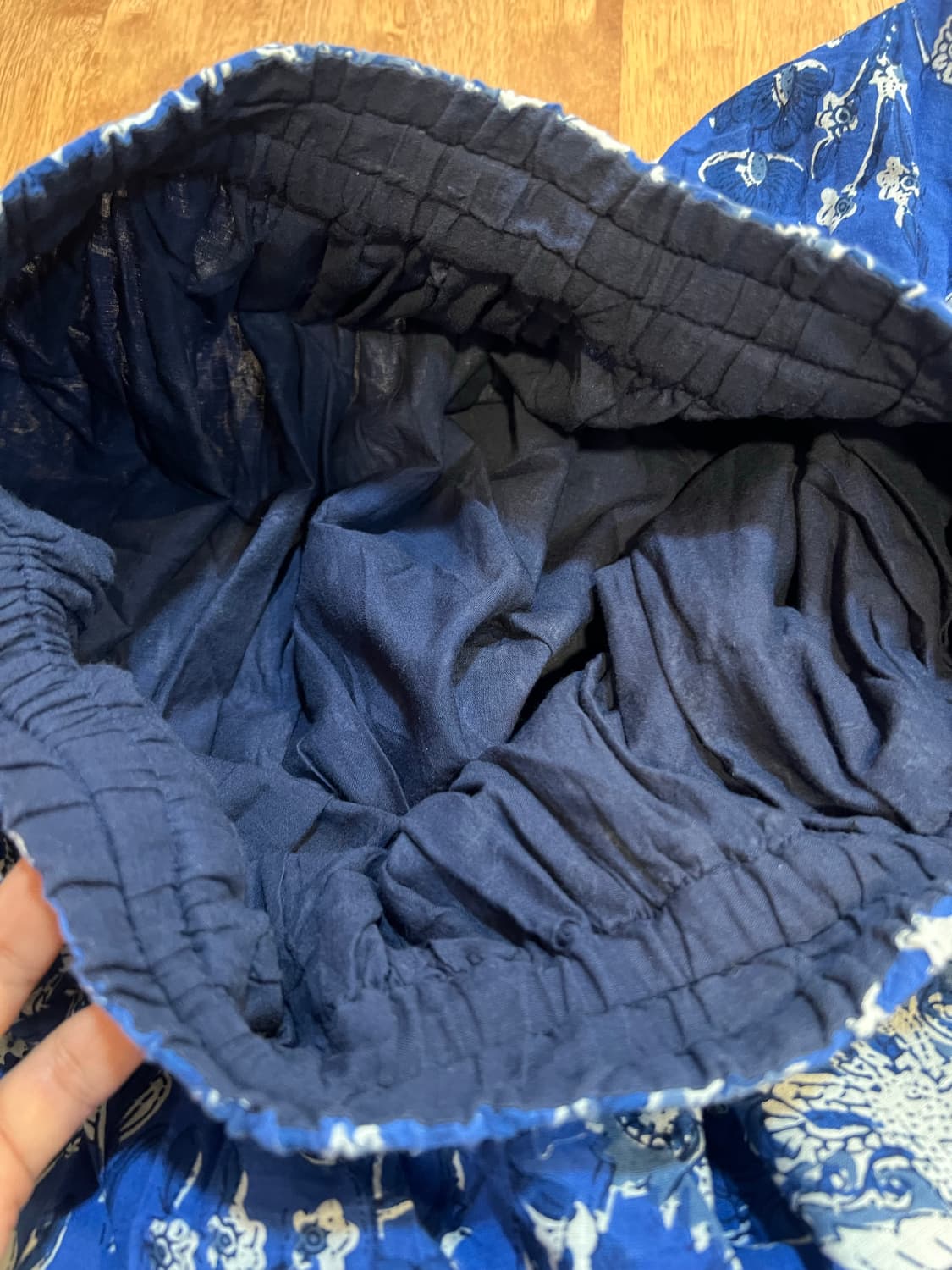 일본수입 여성 블루 에스닉플라워롱스커트 밴딩스커트 상품이미지5