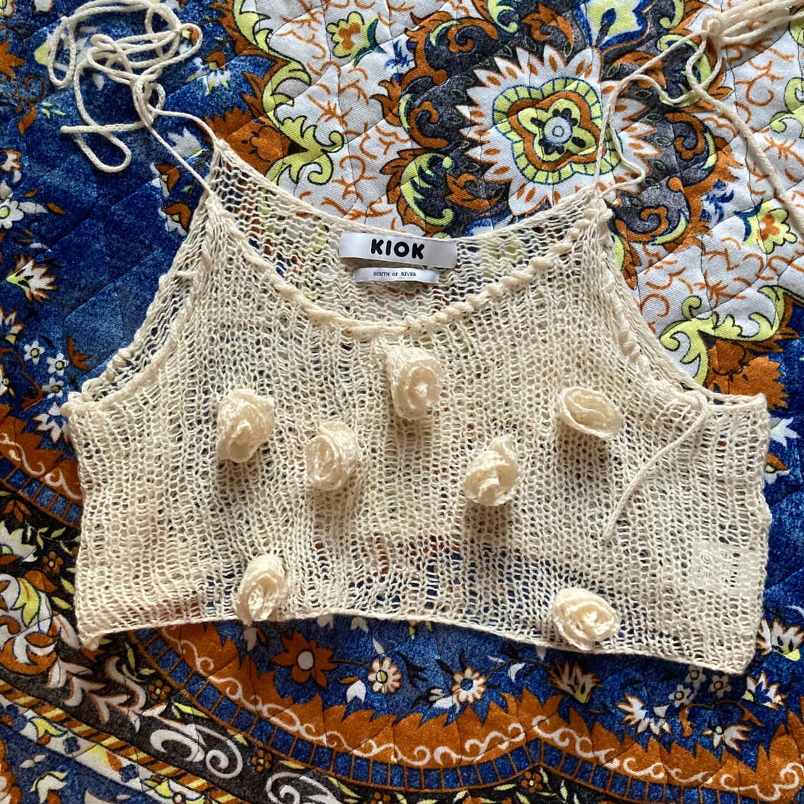 Kiok 키옥 울 로즈 플라워 아플리케 크림 니트 네트 스웨터 뷔스티에  상품이미지2