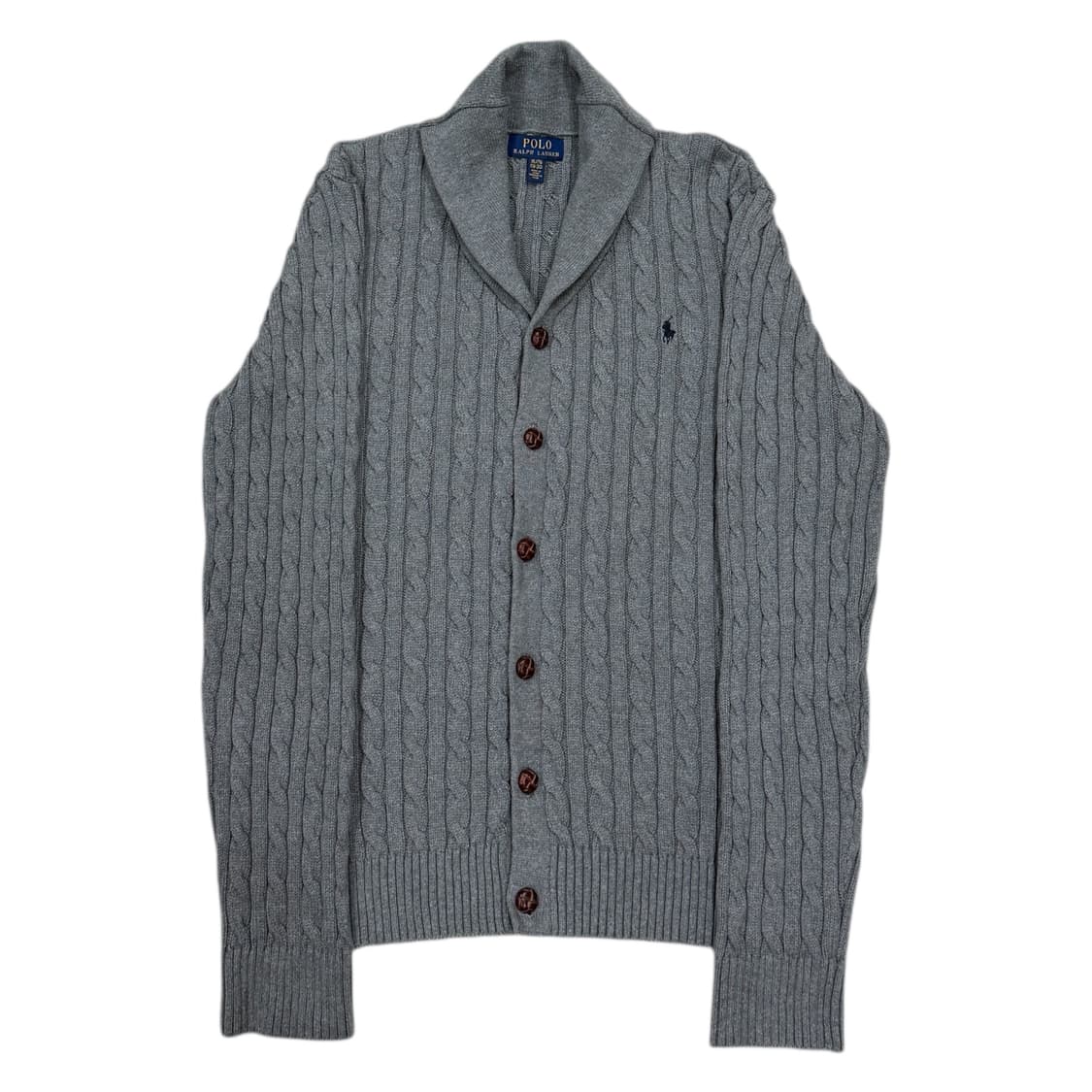 폴로 랄프로렌 꽈배기 숄카라 니트 가디건 그레이 XL 상품이미지1