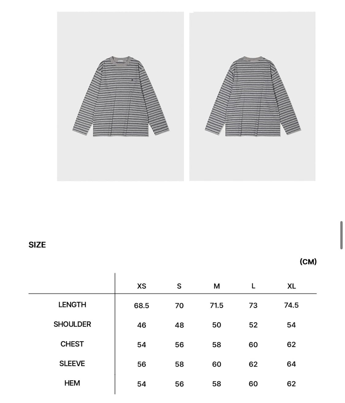 로우클래식 스트라이프 티셔츠 멜란지 그레이 상품이미지3