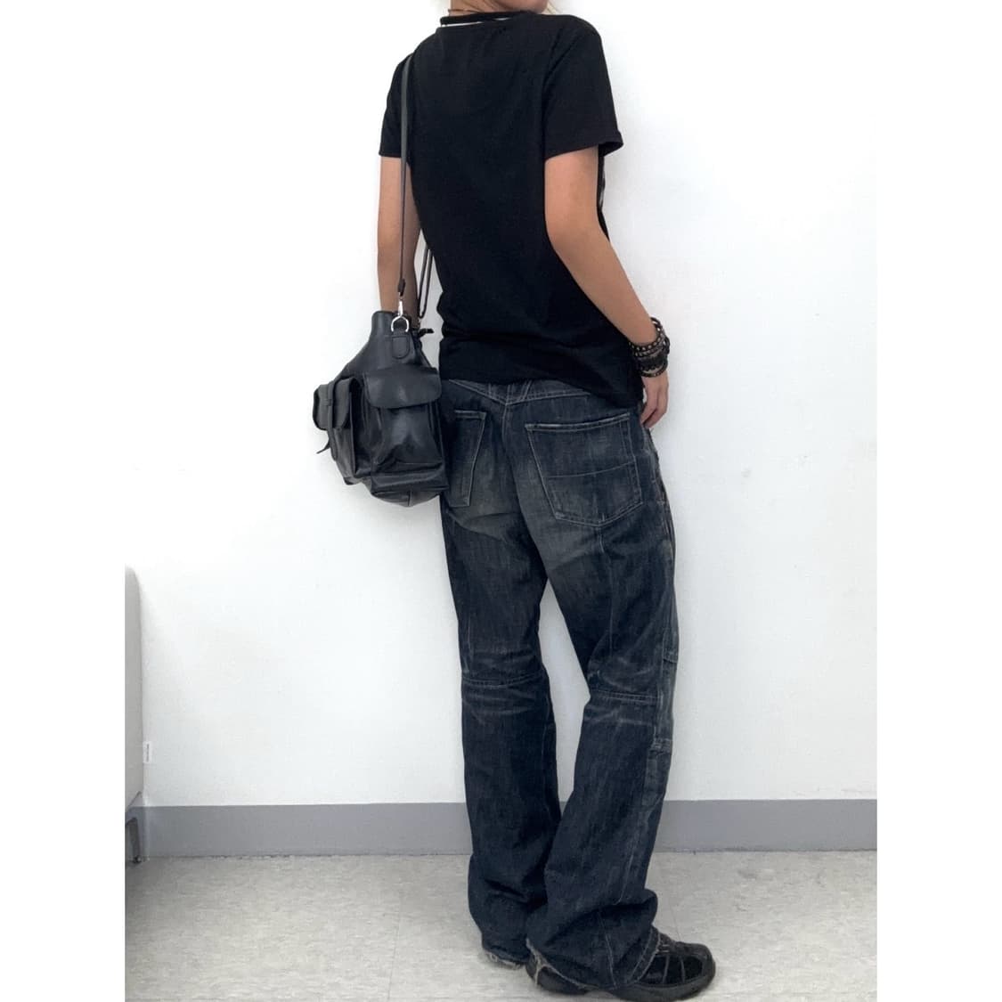 빈티지 블랙 펑크 y2k 반팔 상품이미지2