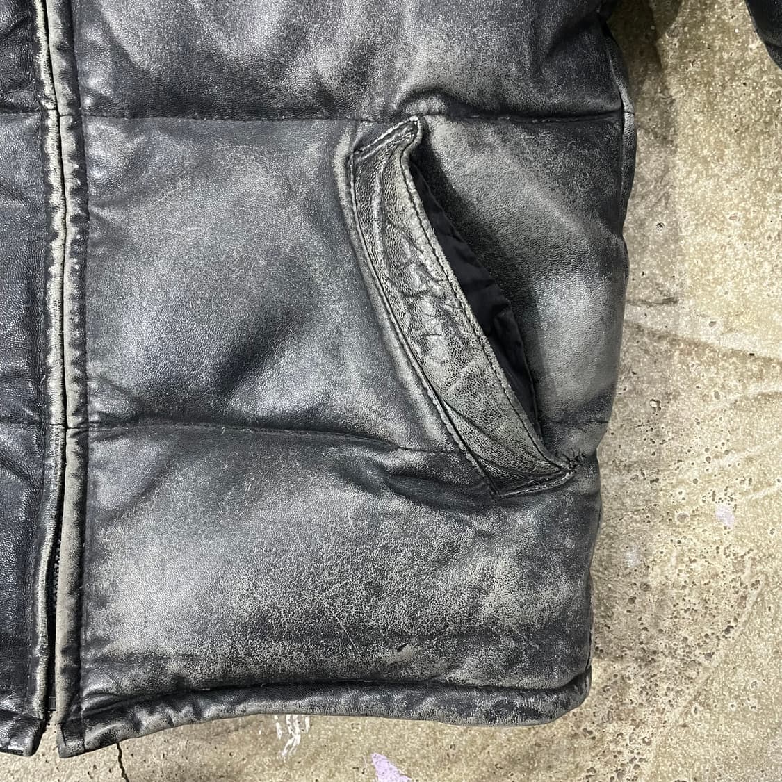 80's 쇼트 레더 푸퍼 자켓 36 (실측 M) 상품이미지6