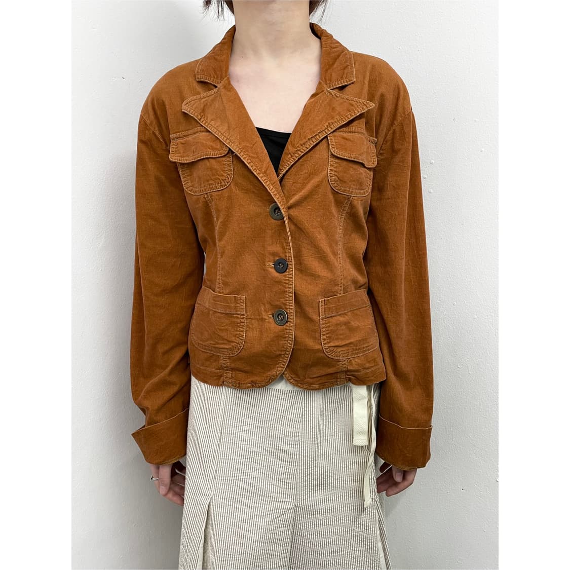 브라운 코듀로이 버튼 자켓 상품이미지1