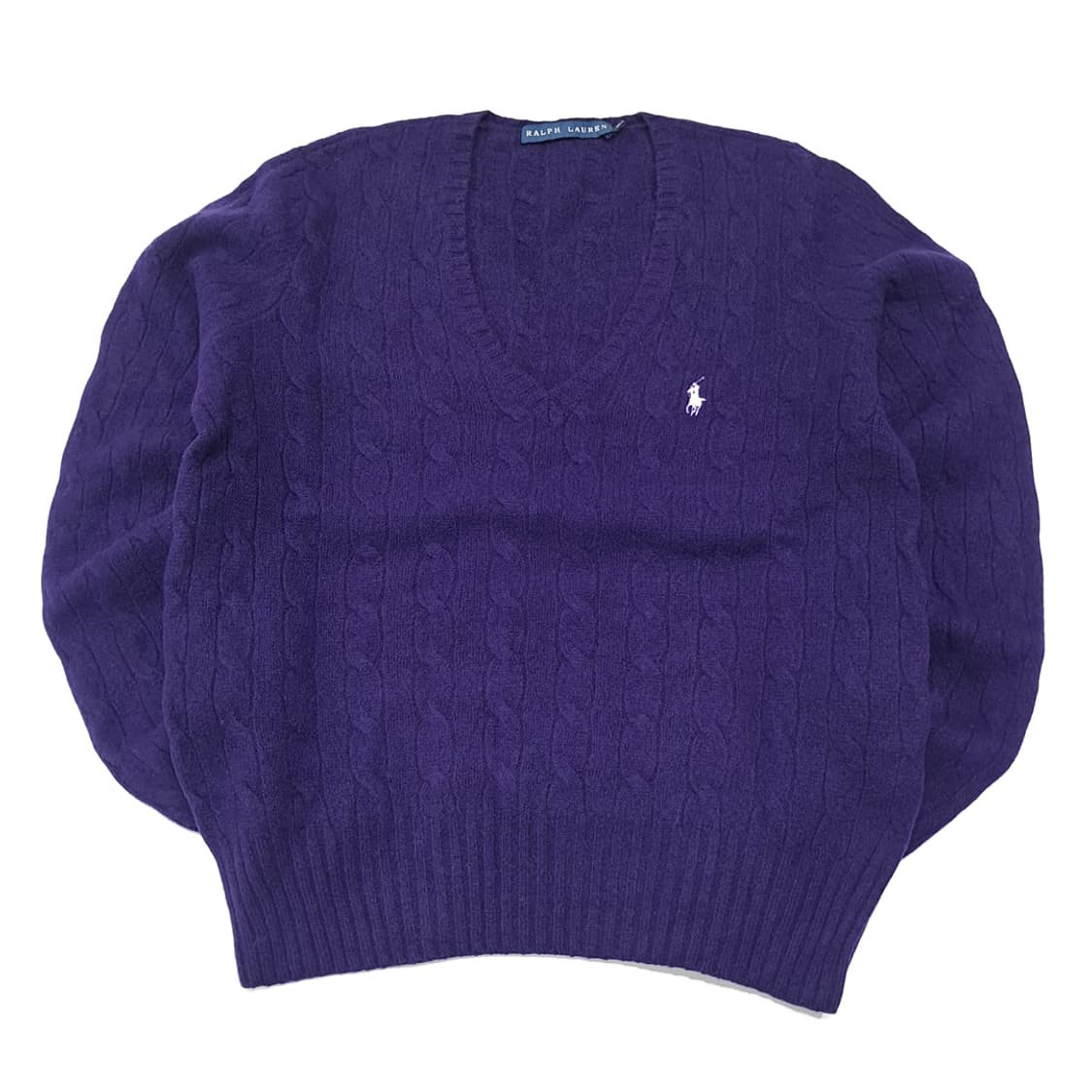 CL362 XL 폴로 90s 홍콩판 울캐시미어 케이블  퍼플 니트 스웨 상품이미지1