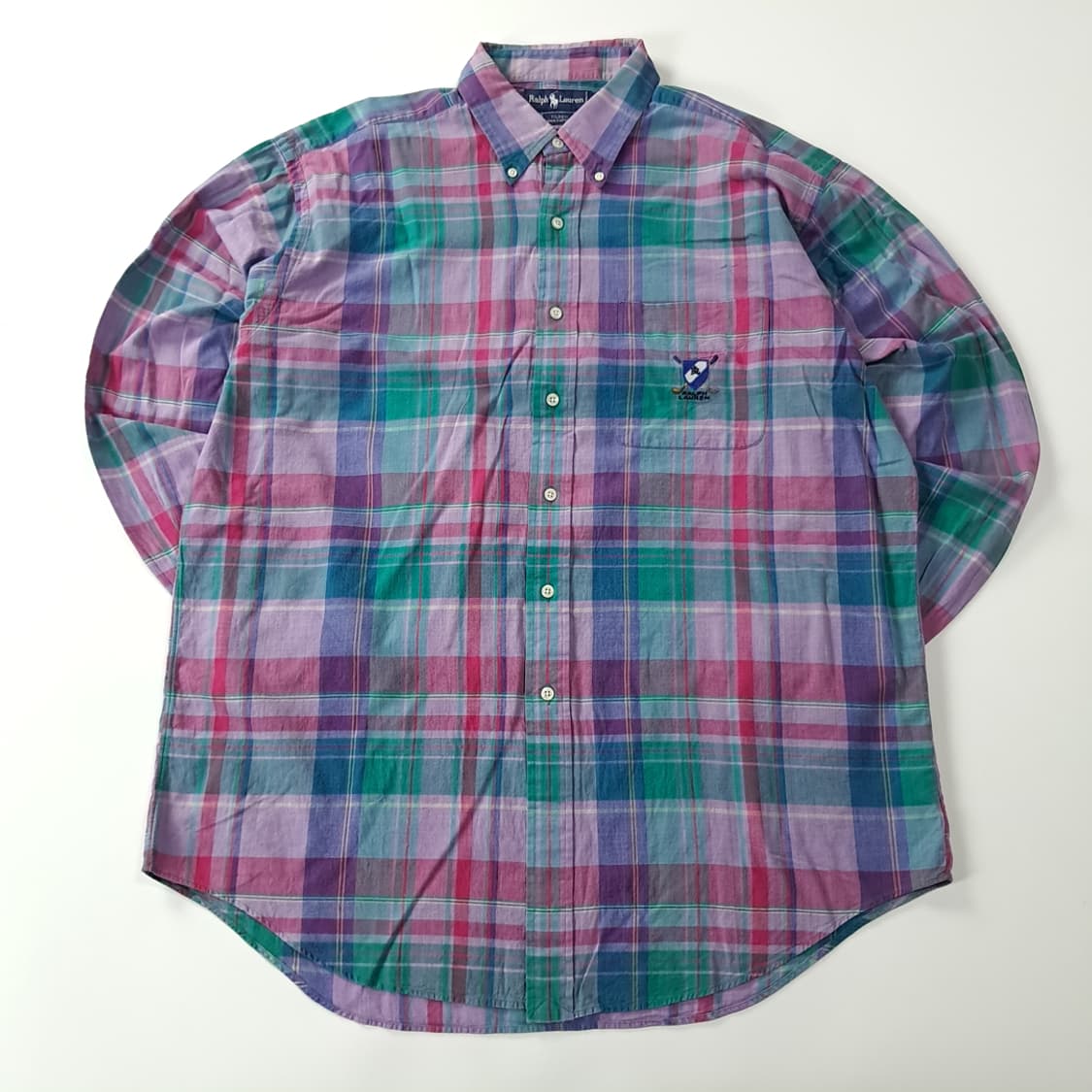 CK214 L 폴로 90s 마드라스체크 쉴드 엠블럼 셔츠 남방 상품이미지1