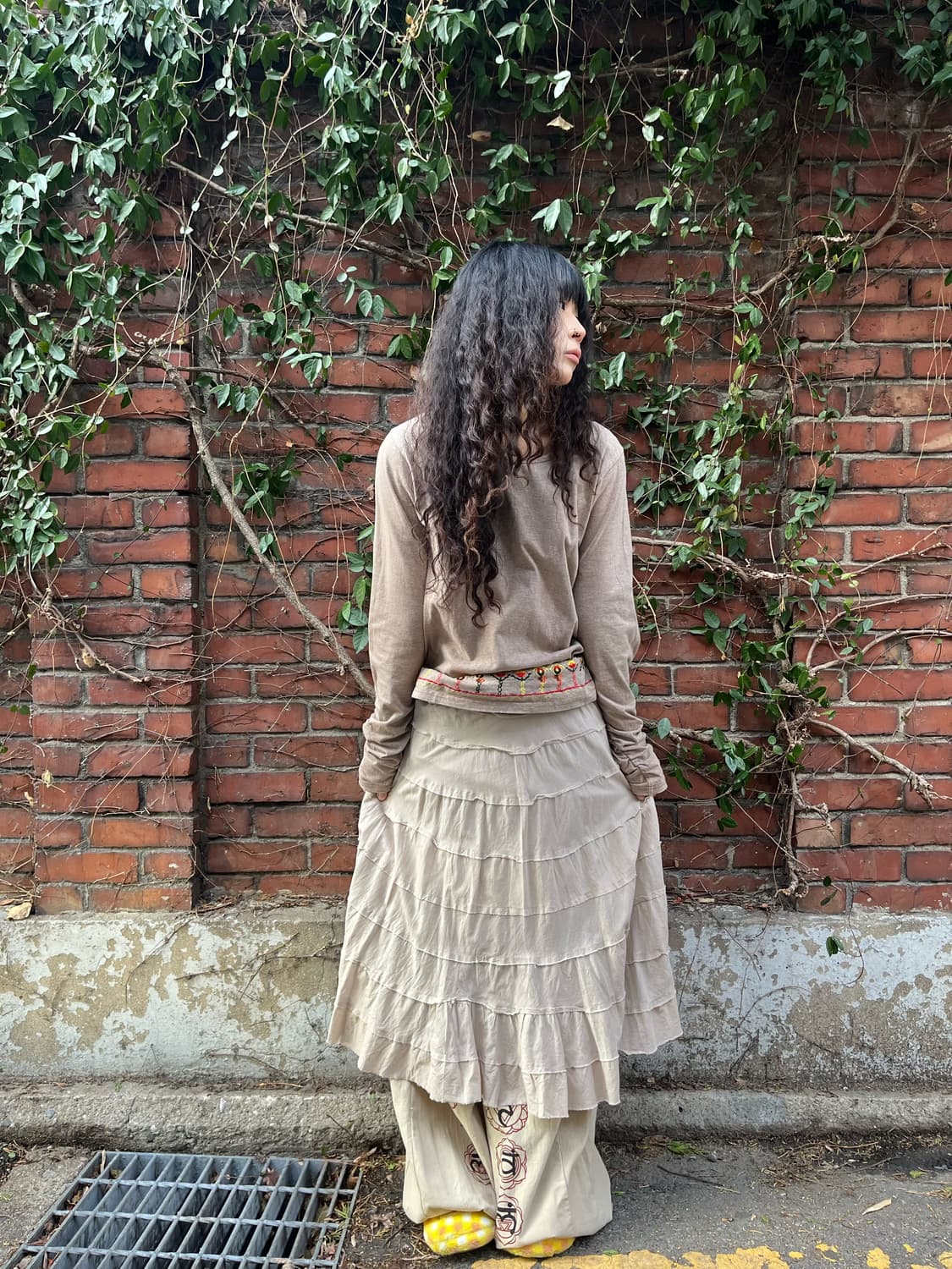 베이지 아이보리 미디 캉캉 스커트 상품이미지1