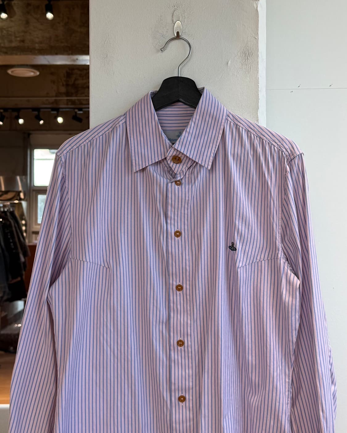 비비안웨스트우드 맨 핑크 스트라이프 orb자수 셔츠 상품이미지3