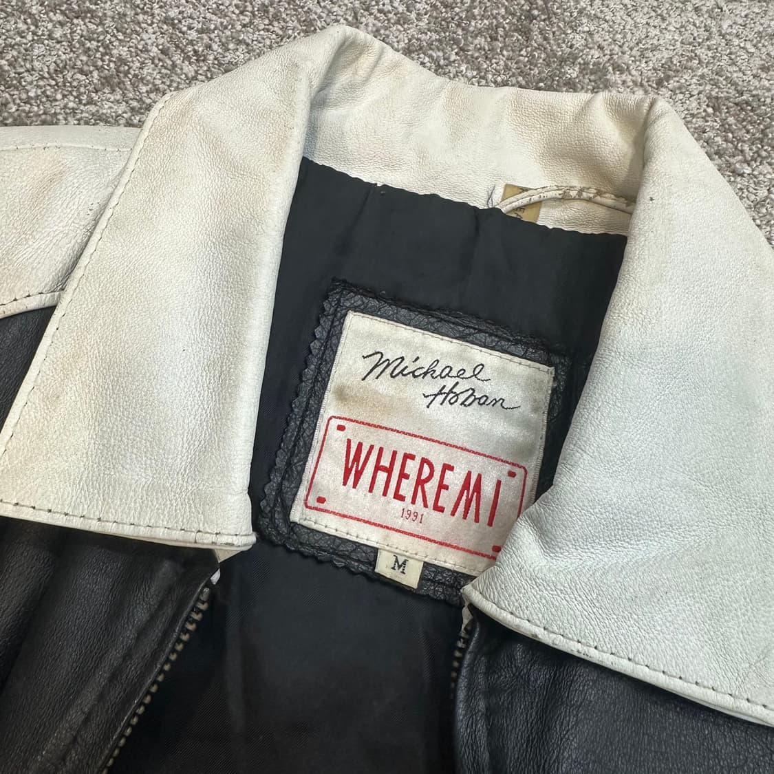 USA 빈티지 성조기 가죽 봄버 자켓L 상품이미지7