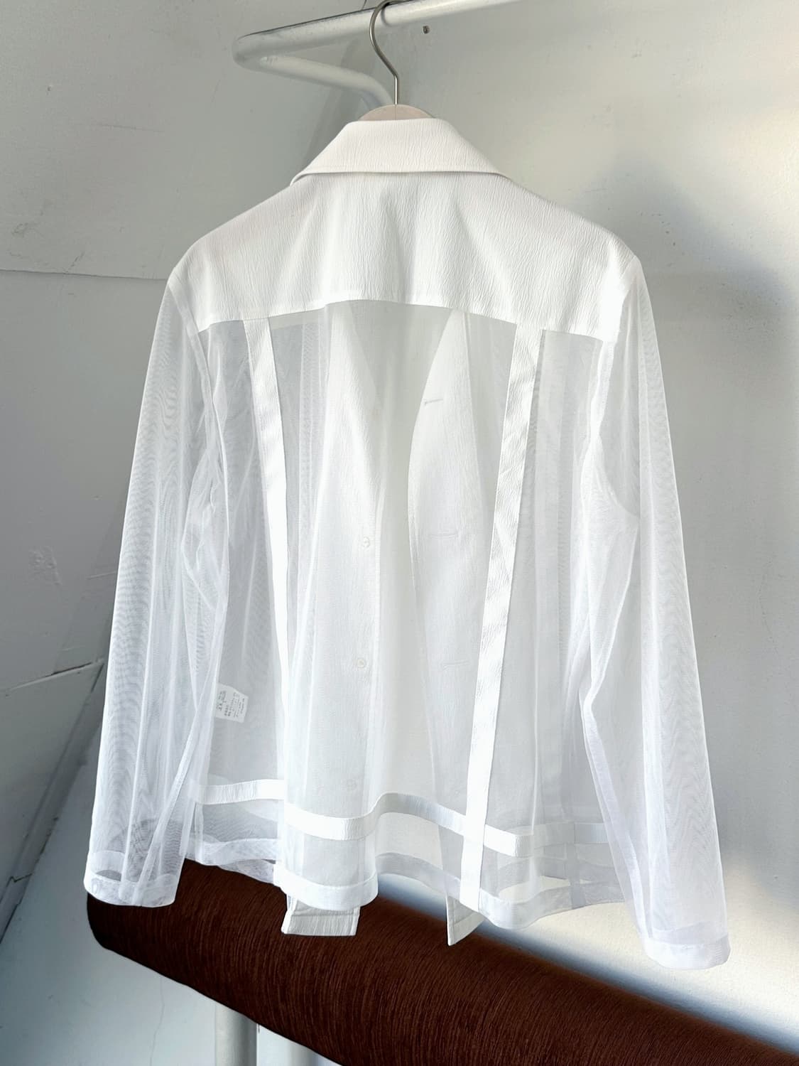 Sheer fabric design mesh blouse shirt 상품이미지4