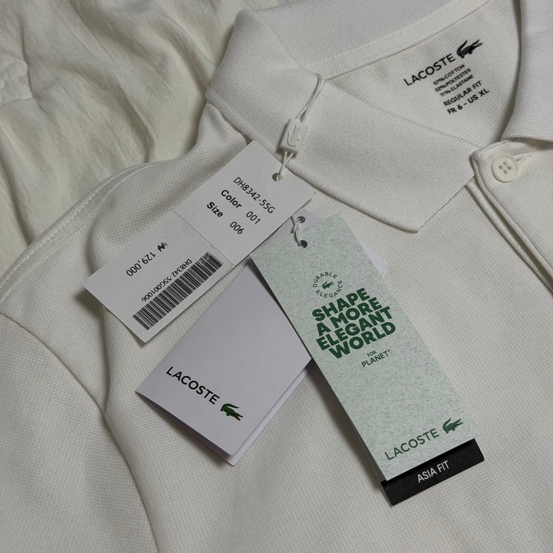 (XL) 라코스테 클래식핏 PK 반팔티 화이트 상품이미지5