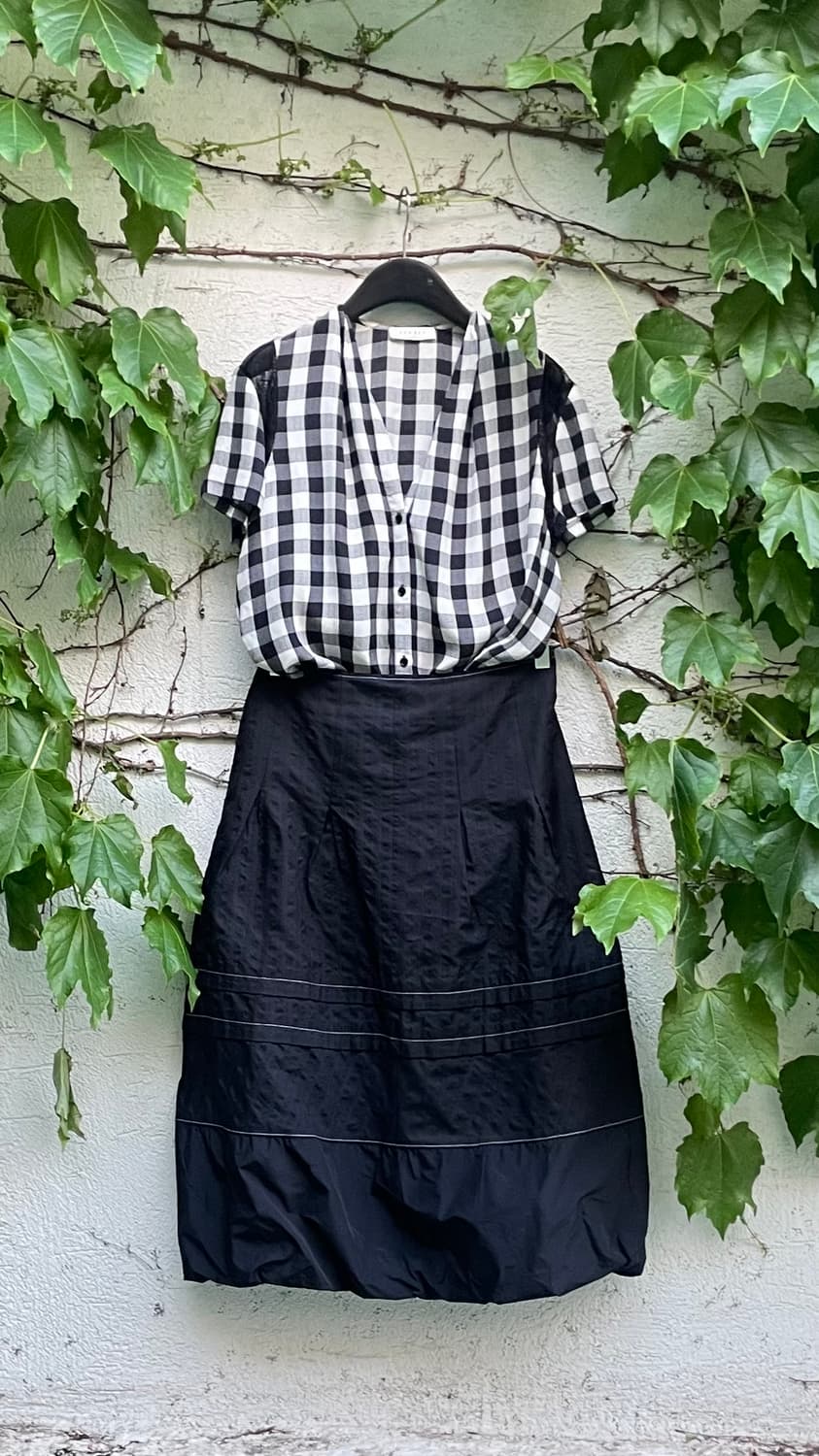  산드로(Sandro) 깅엄 체크 레이스 배색 블라우스 (아이디룩 정품) 상품이미지2