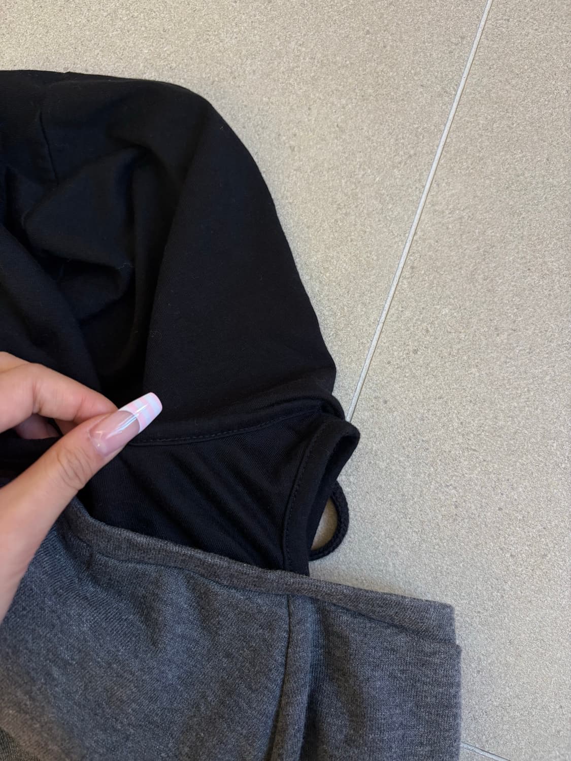 오프숄더 후드 레이어드 집업 상품이미지4