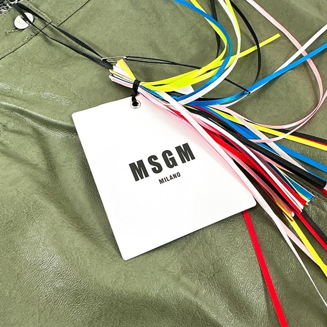 (정품/새상품) MSGM 여성 카키 A라인 페이크레더 스커트 상품이미지4